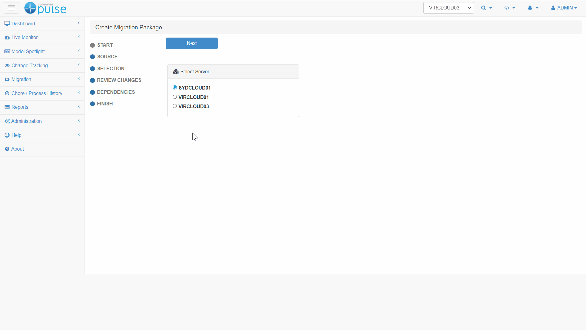 Creating a migration package from a preselected list in a file